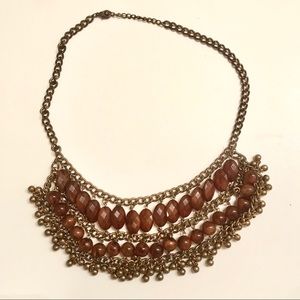Beautiful Amber Gold Statement Necklace